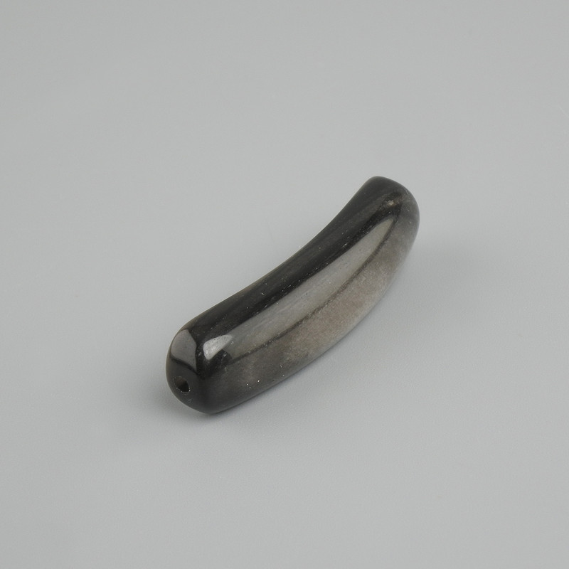 Bead Insert Silver Obsidian Curved Link with Holes 36×10×6 mm+