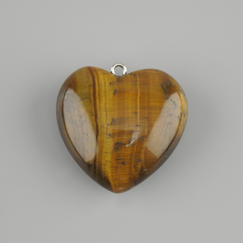 Heart-Shaped Tiger's Eye Pendant 30x30mm+