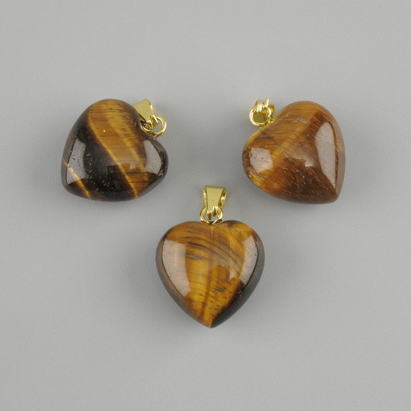 Heart Pendant with Tiger's Eye 15×15×23 mm+