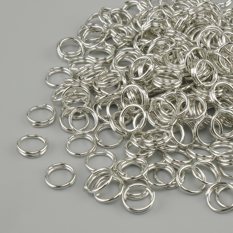 Spring-loaded jump ring, 6 mm, silver-toned metal, packaging 20 g