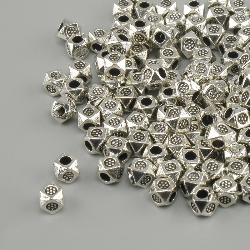 Bead insert finding, silver-colored, 3×3 mm diameter ±, hole diameter approx. 1.8 mm ±, packaging 20 g (~133 pcs)
