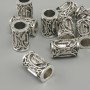 Bead finding Nordic Rune, 13×9 mm, hole diameter 6 mm, silver-tone metal finish, pack of 10