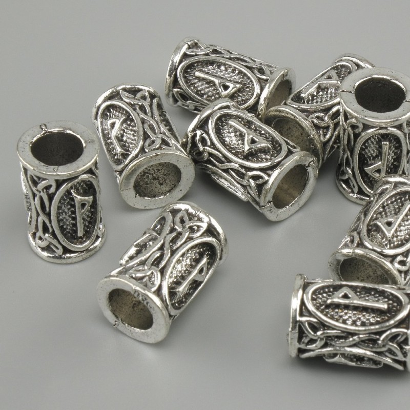 Nordic Rune Bead Silver 13×9 mm