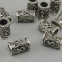 Bead 'Scandinavian Rune', 13x9 mm, hole 6 mm, silver metal finish, 10 pcs