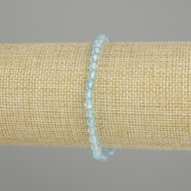 Faceted Topaz Bead Bracelet, 4 mm diameter, 18 cm length ± stretch