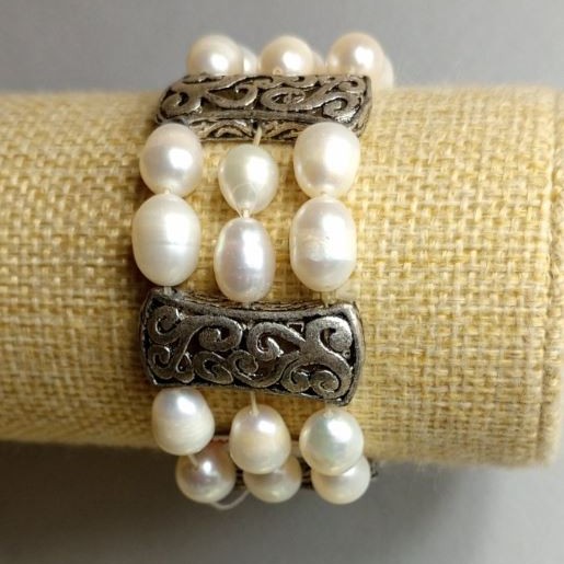 Clearance! Freshwater Pearl Bracelet, 16 cm length with stretch base