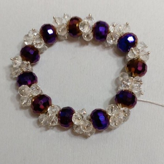 Stretch Bracelet with Czech Glass, 18 cm long