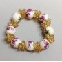 Elastic bracelet with Czech glass and pressed agate, 18 cm long
