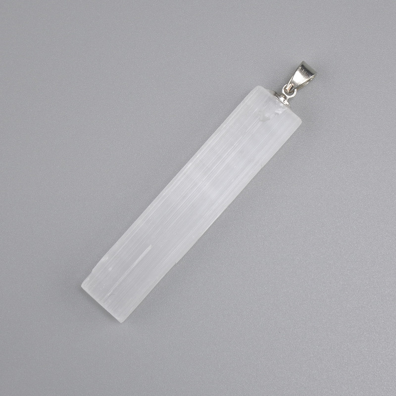 Unpolished Selenite Mineral Pendant 53×12 mm ±, length 64 mm+