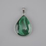 Malachite Pendant in Silver-Tone Metal Setting, 45×30 mm ±, Length 51 mm ± (assorted sizes)