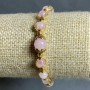 Bracelet Rose Quartz smooth beads, diameter 6–8 mm ±, with metal inserts, length 18 cm ±, stretch