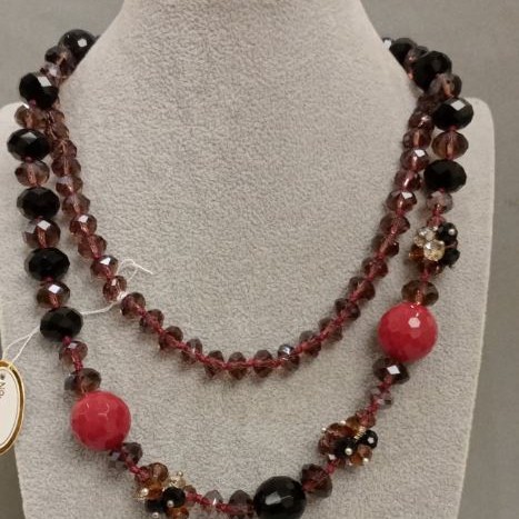 Long Czech Crystal Necklace, length over 150 cm