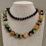 Long necklace with Czech crystal and agate, length 88 cm+