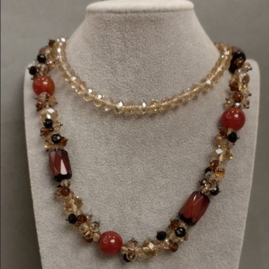 Long Necklace with Assorted Stones, length 88 cm+