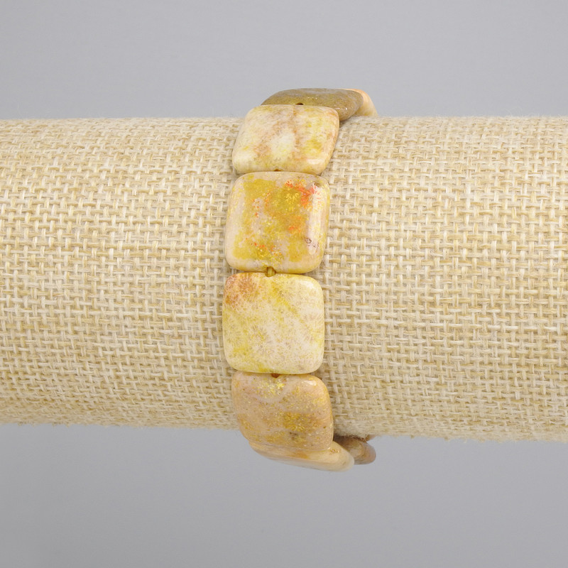 Fossil Coral Square Bracelet, diameter 15mm+-, length 18cm+- stretch