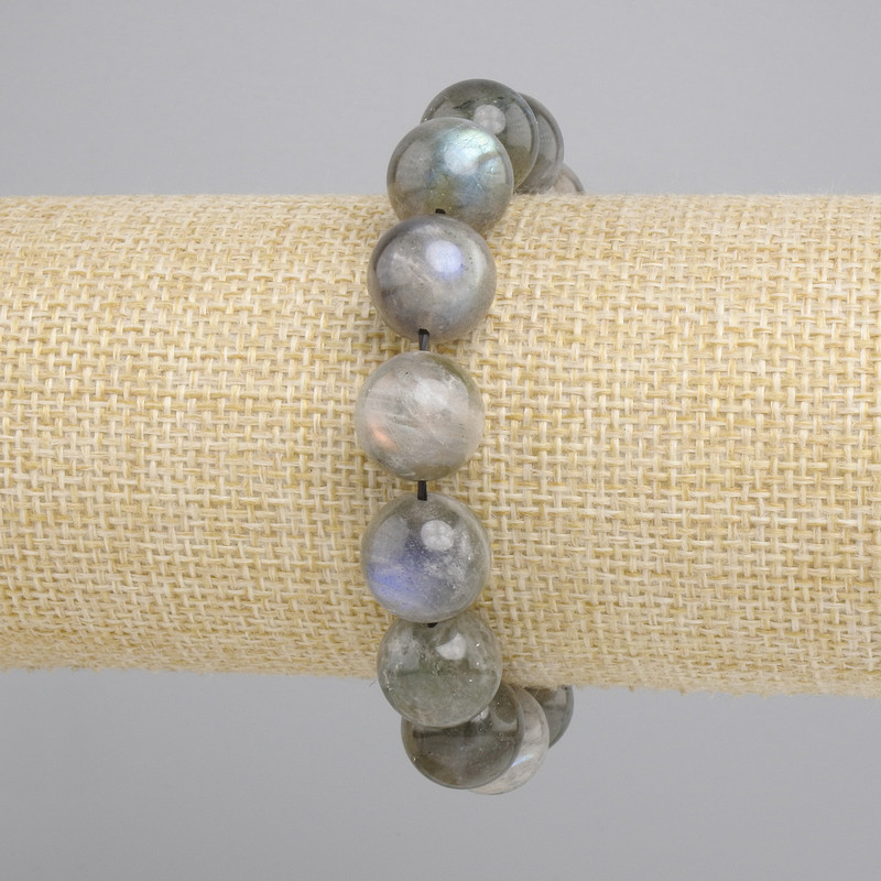 Labradorite Bracelet, smooth ball, diameter 13mm+-, length 18cm+- stretch