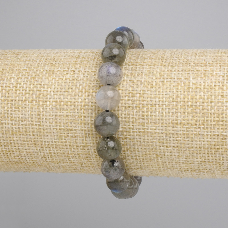 Labradorite Bracelet, smooth ball, diameter 10mm+-, length 18cm+- stretch