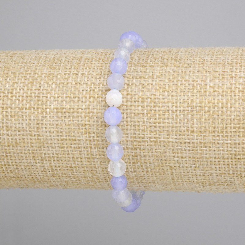 Agate Bracelet, faceted ball, diameter 6mm+-, length 18cm+- stretch