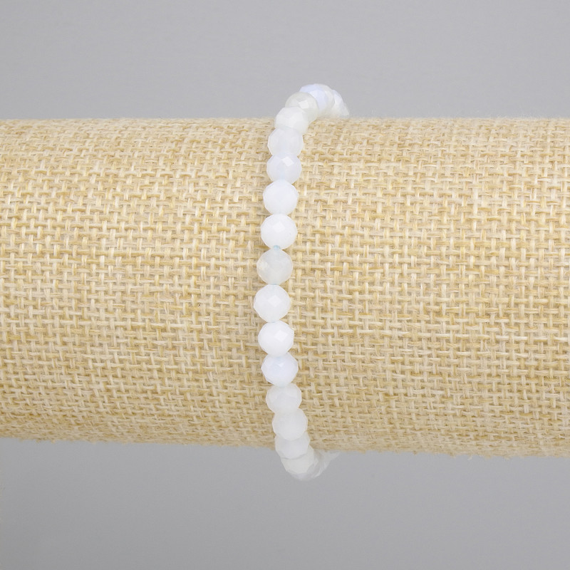 Agate Bracelet, faceted ball, diameter 5mm+-, length 18cm+- stretch