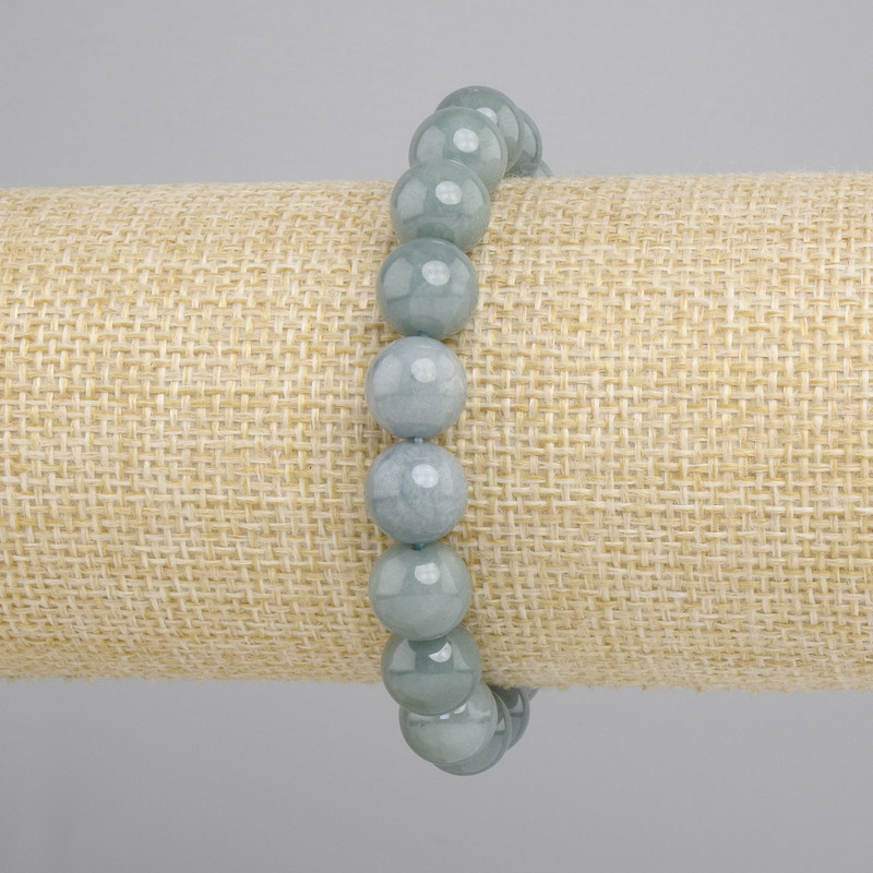 Jadeite Bracelet smooth bead, diameter 10mm+-, length 18cm+- stretch