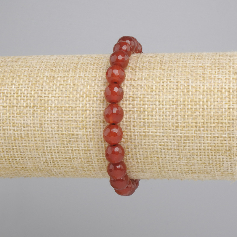 Carnelian Bracelet faceted bead, diameter 8mm+-, length 18cm+- stretch