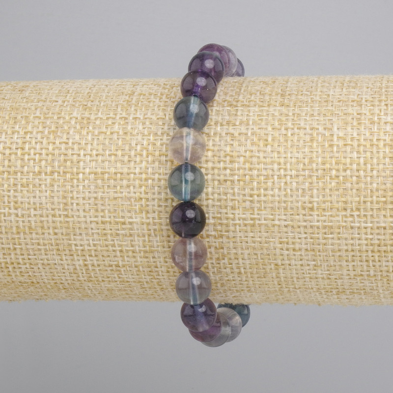Fluorite Bracelet smooth bead, diameter 8mm+-, length 18cm+- stretch