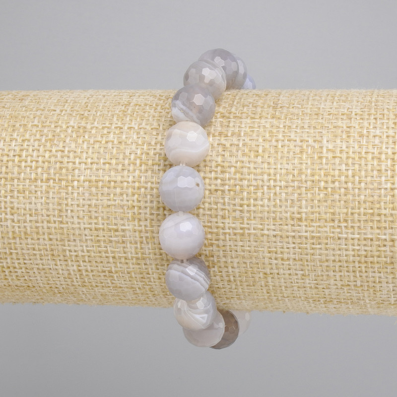 Botswana Agate Bracelet faceted bead, diameter 10mm+-, length 18cm+- stretch