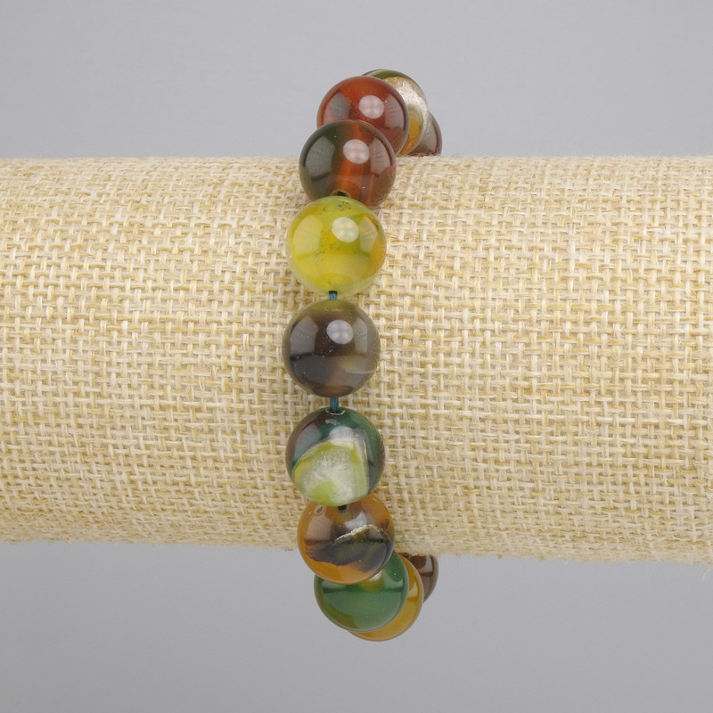 Agate Smooth Ball Bracelet, diameter 12mm+-, length 18cm+- stretch