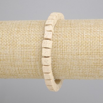 Beige Volcanic Lava Cube Bracelet, diameter 6x6mm+-, length 18cm+- stretch