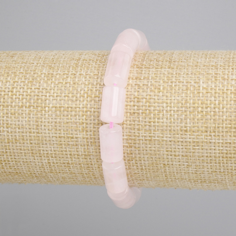 Rose Quartz Cylinder Bracelet, diameter 12.5x8mm+-, length 18cm+- stretch