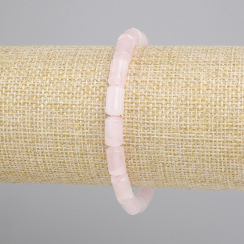 Rose Quartz Cylinder Bracelet, diameter 10x6mm+-, length 18cm+- stretch