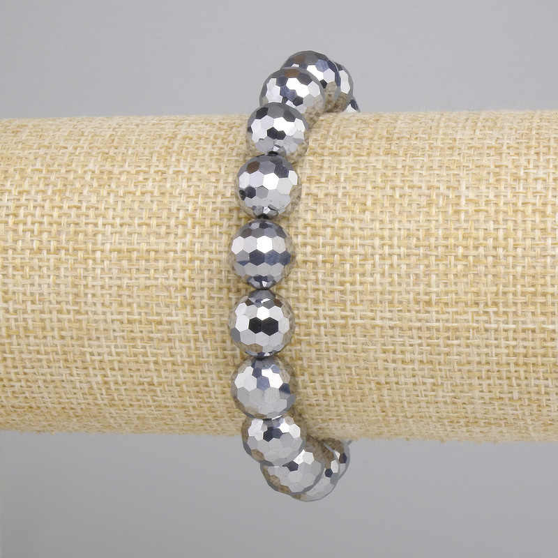 Terahertz Bracelet faceted ball, diameter 10mm+-, length 18cm+- stretch