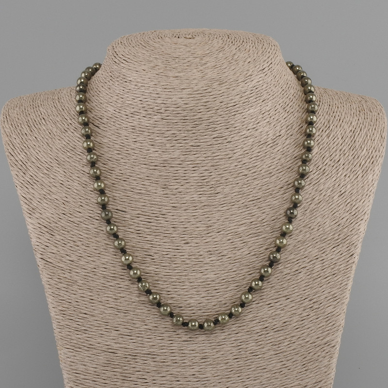 Pyrite Necklace smooth ball 6mm+-, length 45cm+- with clasp