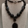 Agate and Czech Crystal Necklace, 63 cm+