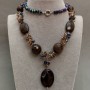 Agate and Czech Crystal Necklace 62 cm+