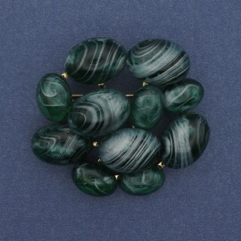 Accent Agate Gold-Tone Metal Brooch-Pendant 50x46mm+