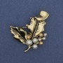 Brooch-Pendant Mallorca Leaf, Gold-Tone Metal, 44x35mm+