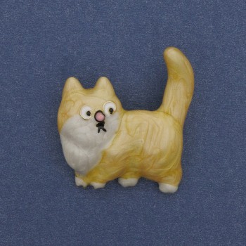 Брошка Кішка емаль золотистий метал 31х34мм+
