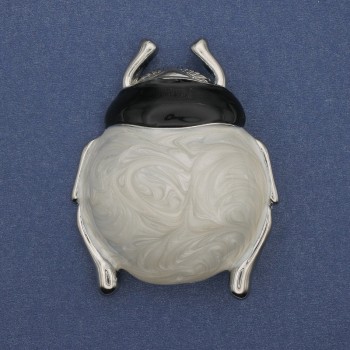Beetle Brooch-Pendant with Enamel in Silver-Toned Metal 55×43mm+