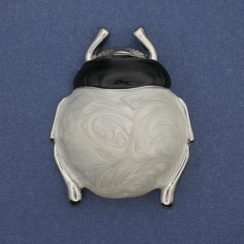 Beetle Brooch-Pendant with Enamel in Silver-Toned Metal 55×43mm+