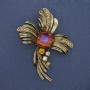 Accent Brooch with Crystal Rhinestones on Gold-tone Metal 70×53 mm+