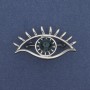 Brooch 'Eye Accent' with Blue Crystal, Silvery Metal, 40×22 mm+