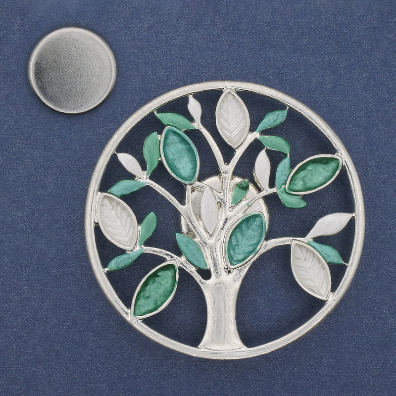 Magnetic Brooch Accent Silver Enamel