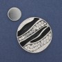 Magnetic Brooch 'Accent' Silver-tone with White Crystals 41 mm+