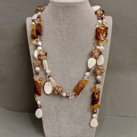 Transformer Necklace-Belt 'Assorted Stones', length 110 cm+