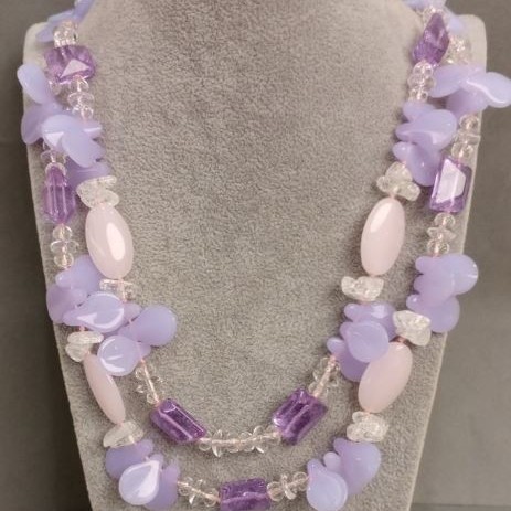 Long Necklace with Assorted Stones, length 78 cm+
