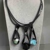 Faceted Agate Pendant on Rubber Cord, length 47 cm+