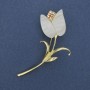 Flower Brooch Pendant with Gold-Tone Crystals 70×35 mm+