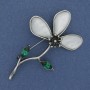 Brooch Pendant 'Flower' with Crystals, Silver-Colored Metal 70x45 mm+