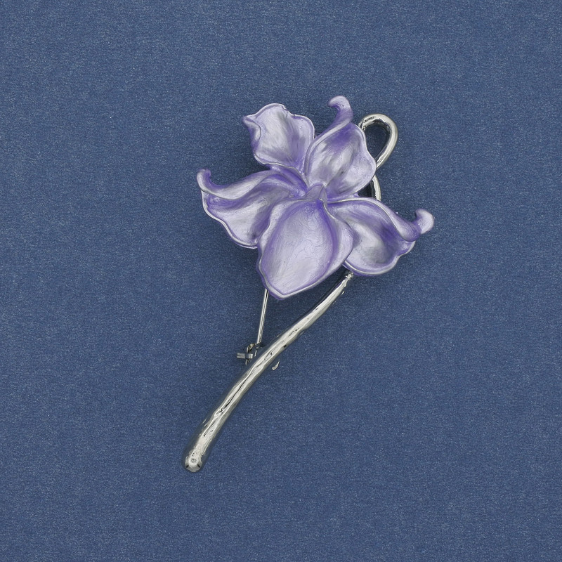 Brooch-pendant 'Flower' enamel on silver-tone metal 56×30 mm+